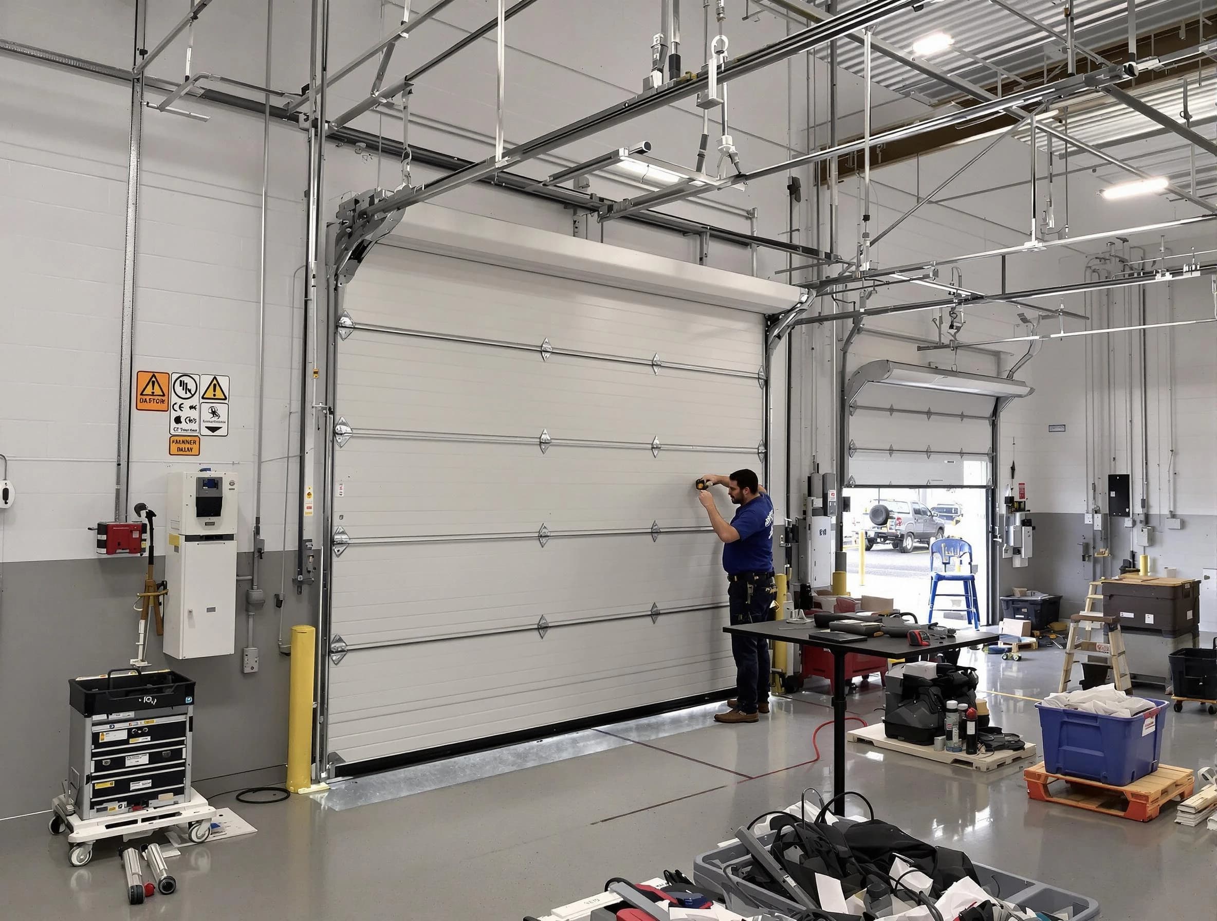 Commercial garage door repair being performed by Montrose Garage Door Repair expert in Montrose