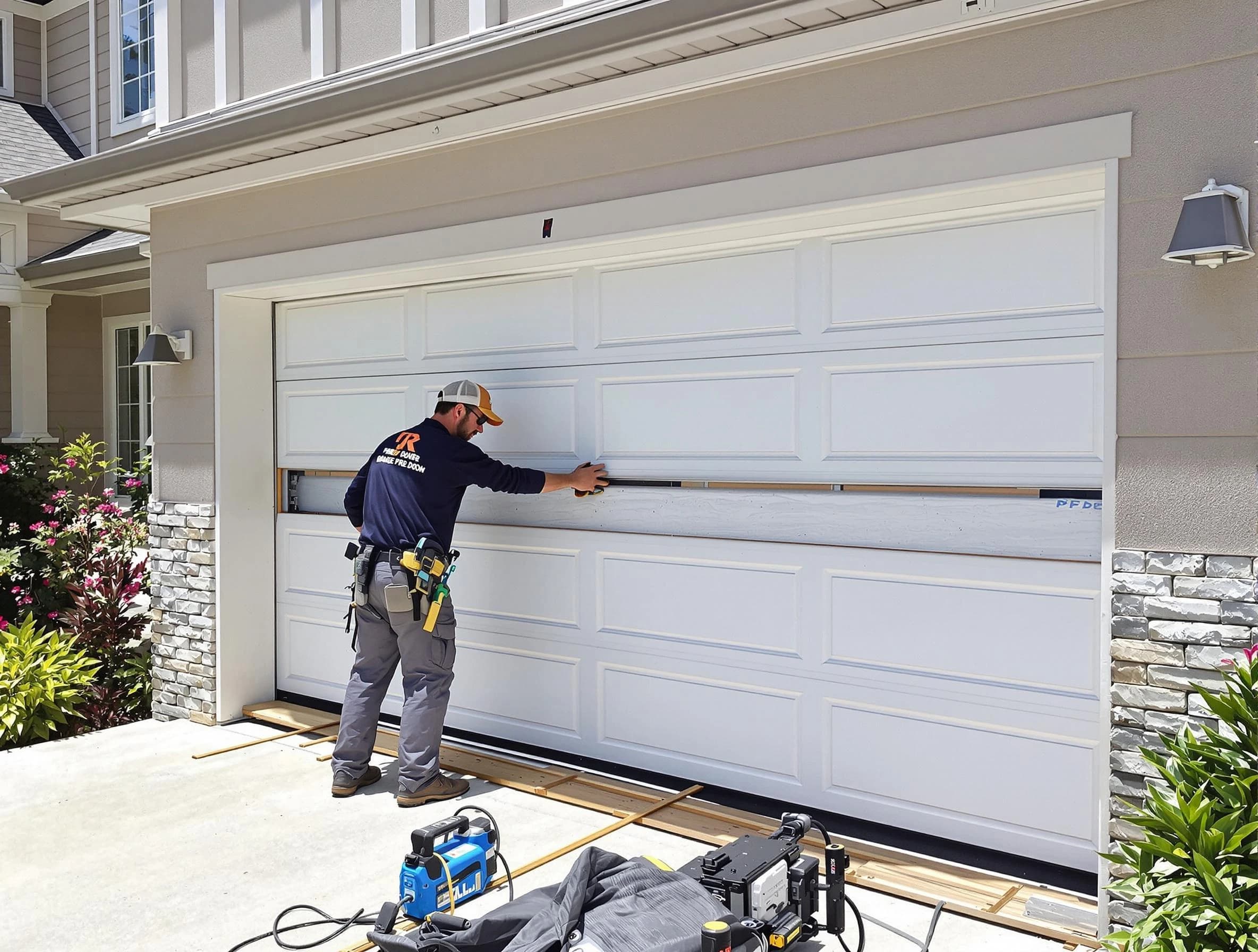 Montrose Garage Door Repair team performing complete garage door replacement at Montrose residence
