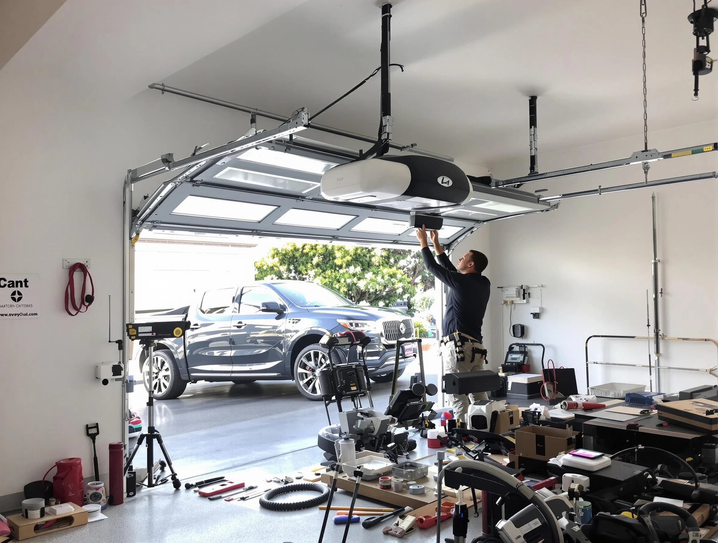 Montrose Garage Door Repair specialist installing smart garage door opener system in Montrose home