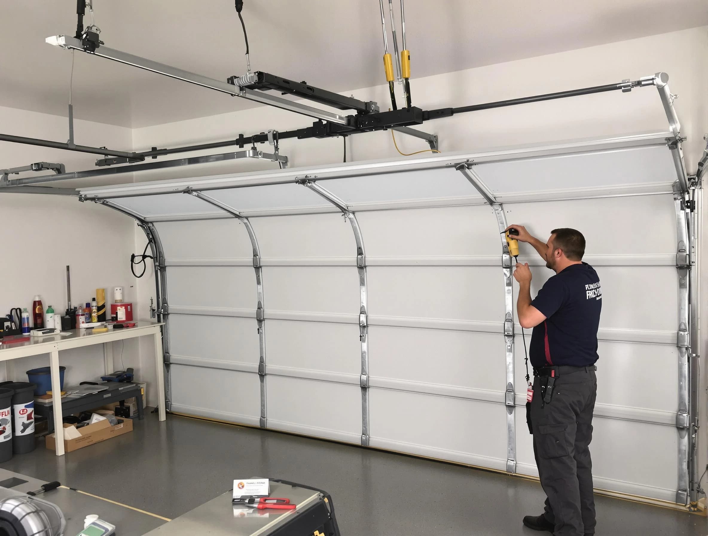 Montrose Garage Door Repair certified technician performing overhead door system repair in Montrose